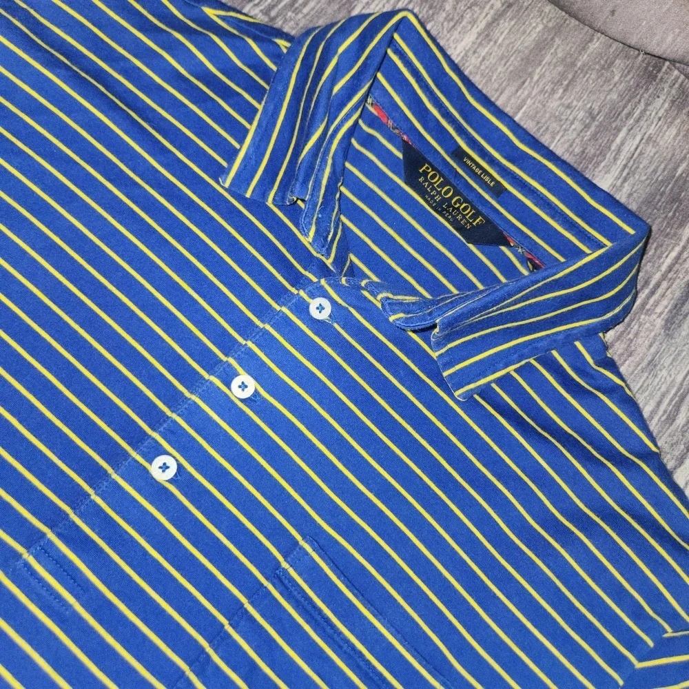 Polo Golf Ralph Lauren Vintage‎ Lisle Striped Golf Polo Shirt - Men's Large
